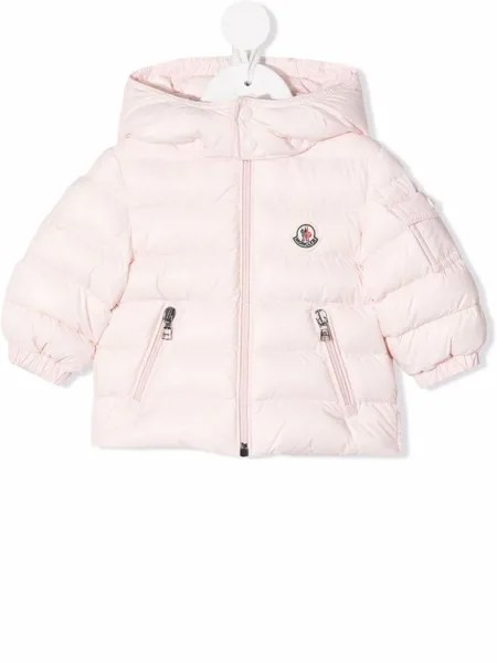 Moncler Enfant пуховик с нашивкой-логотипом