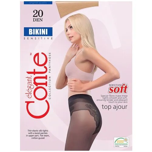 Колготки Conte elegant Bikini, 20 den, размер 3, серый