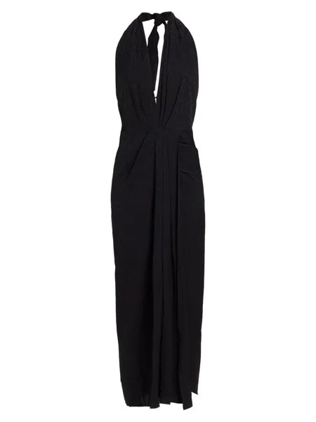 Жаккардовое миди-платье с вырезом халтер Johanna Ortiz, черный