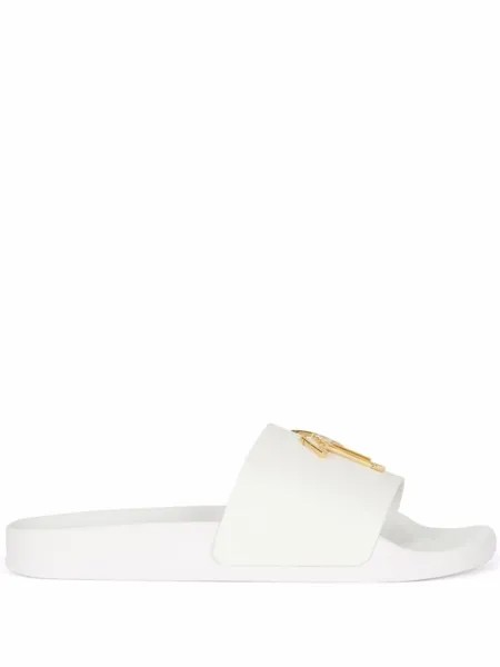 Giuseppe Zanotti шлепанцы Brett с логотипом, белый