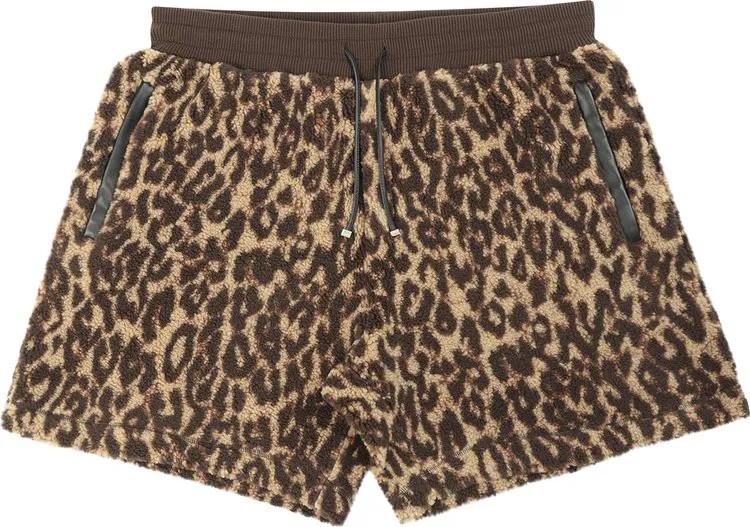 Шорты Amiri Printed Leopard Polar Fleece Shorts 'Brown/Tan', коричневый