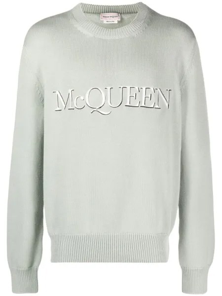Alexander McQueen джемпер с вышитым логотипом, зеленый