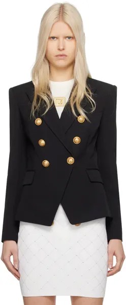 Черный пиджак с остроконечными лацканами Balmain, цвет Noir