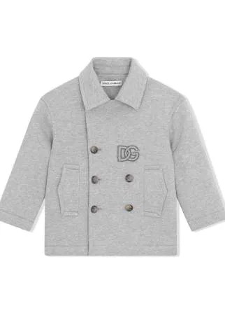 Dolce & Gabbana Kids двубортное пальто с нашивкой-логотипом