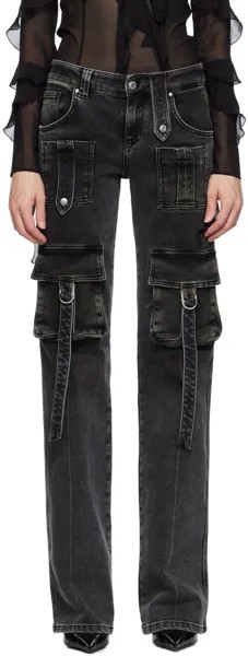 Серые джинсы с карманами-карго Blumarine