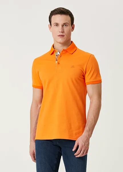 Оранжевая футболка с воротником-поло Etro