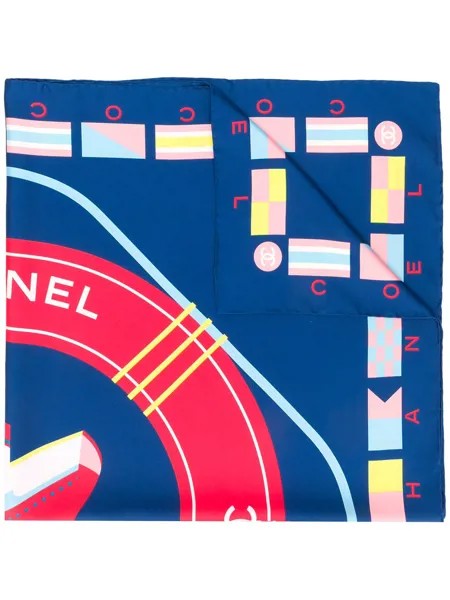 Chanel Pre-Owned платок с графичным принтом и логотипом CC