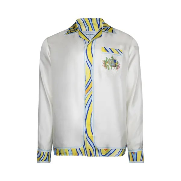 Рубашка с длинными рукавами и кубинским воротником Casablanca, цвет Aquatique