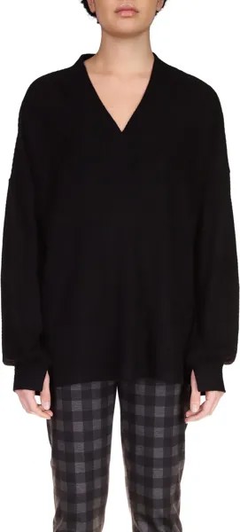 Пуловер Sanctuary Cozy V-Neck Waffle Tunic, черный