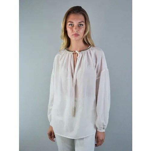 Блуза  Seventy, свободный силуэт, размер 44, бежевый