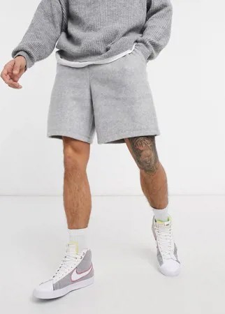 Серые меланжевые шорты в стиле oversized из флиса от комплекта ASOS DESIGN-Голубой