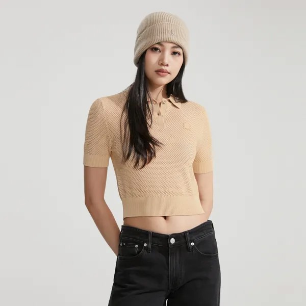 Свитер женский Calvin Klein Jeans с квадратной сеткой, желтый