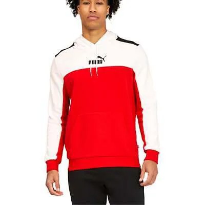 Puma Essentials + Block Pullover Hoodie Мужская красная повседневная верхняя одежда 67043111