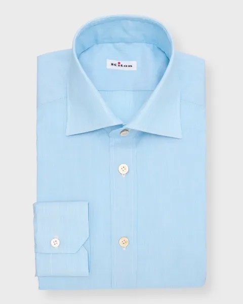 Мужская хлопковая классическая рубашка в тонкую полоску Kiton, цвет Aqua