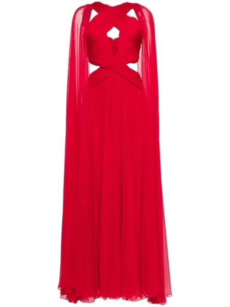 Zuhair Murad шифоновое платье-кейп, красный