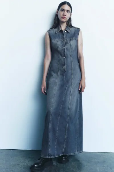 Джинсовое платье trf ZARA, темно-синий