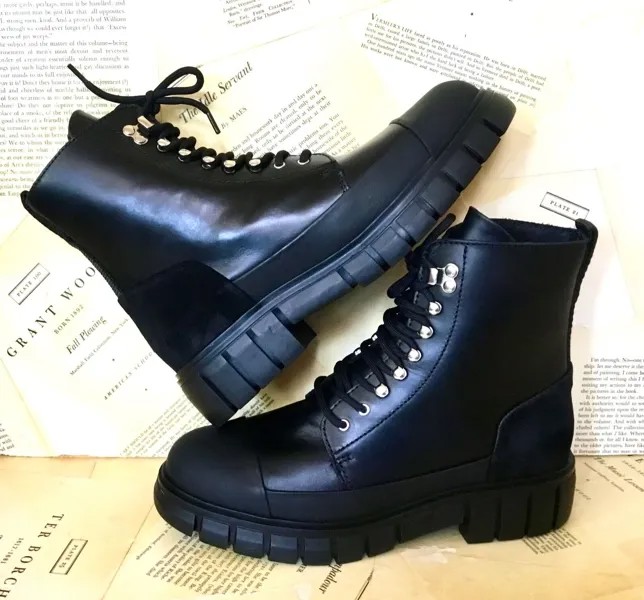 Free People Shoe The Bear Maxime Ботинки на шнуровке Кожаные резиновые черные 40/9 НОВЫЕ