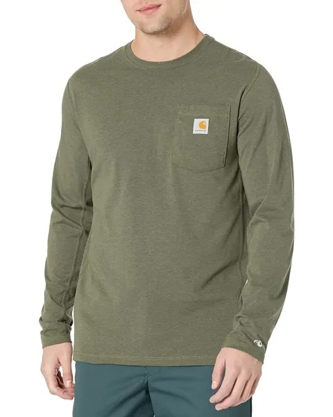 Футболка Carhartt Force Relaxed Fit Midweight Long Sleeve Pocket, цвет Basil Heather