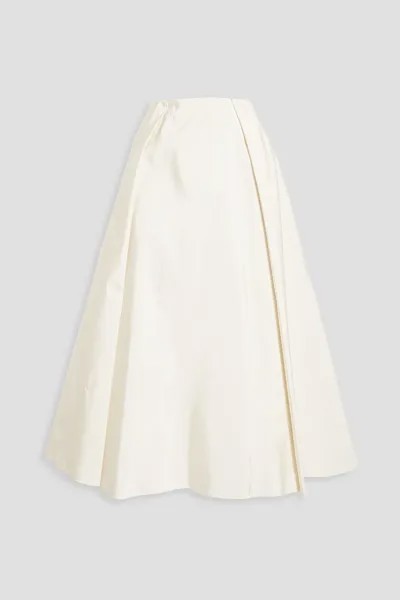 Плиссированная юбка макси из шелкового фай CAROLINA HERRERA, белый