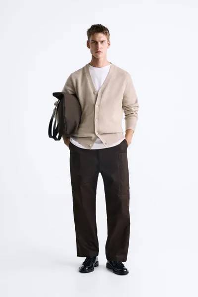 Шерстяной кардиган ZARA, песочный