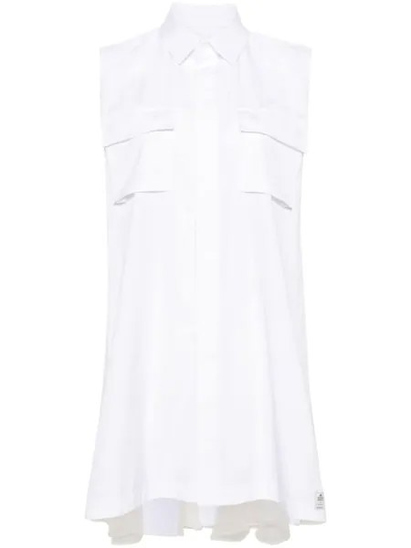 Sacai платье мини со складками, белый