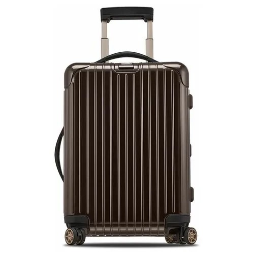Чемодан RIMOWA, поликарбонат, водонепроницаемый, жесткое дно, рифленая поверхность, усиленные углы, размер S, коричневый