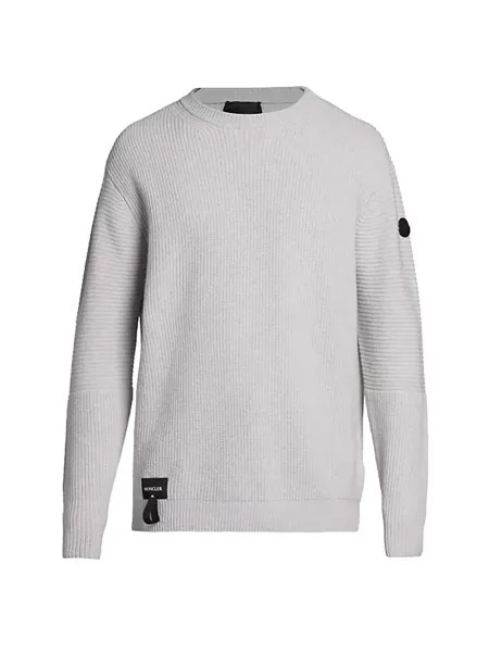 Moncler Мужской вязаный свитер с круглым вырезом Moncler, цвет cloud