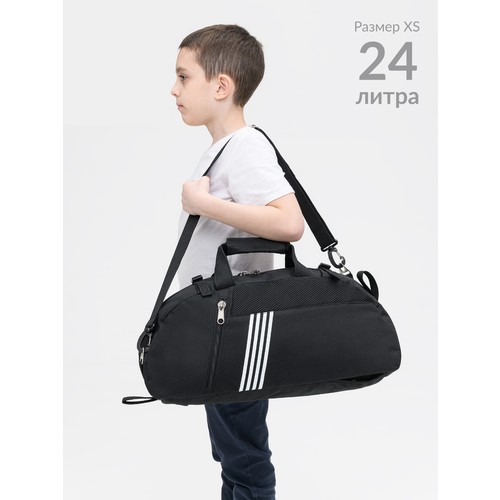Сумка спортивная heavenly bags С5мини-600ПВХлюкс, 24 л, 22х22х51 см, ручная кладь, отделение для обуви, отделение для мокрых вещей, плечевой ремень, водонепроницаемая, черный, белый