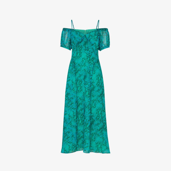 Платье миди из переработанного полиэстера со змеиным принтом Whistles, мультиколор