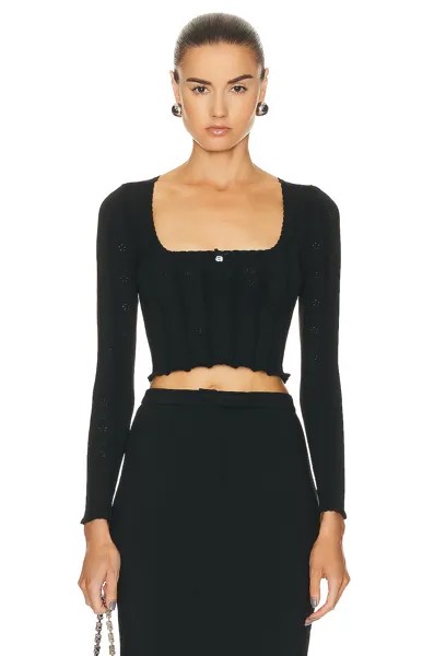 Топ Alexander Wang Cropped Long Sleeve, черный