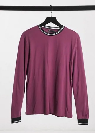 Фиолетовый лонгслив с контрастной окантовкой ASOS DESIGN-Фиолетовый цвет