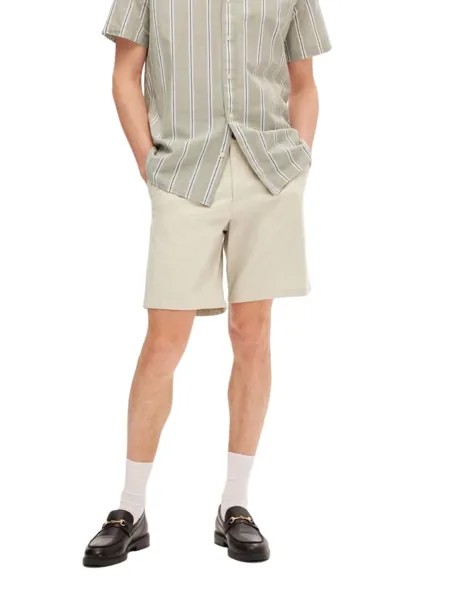 Тканевые шорты SELECTED HOMME, бежевый