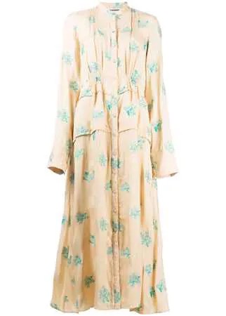 Jil Sander платье-рубашка длины миди с цветочной вышивкой