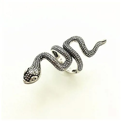 Кольцо Серебристая змея, металл, цвет серебро, безразмерное