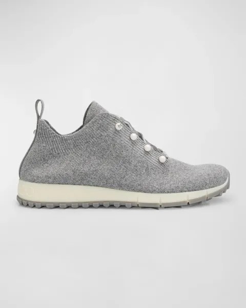 Кроссовки Veles из хлопка с жемчужными заклепками Jimmy Choo, цвет Ash Mix