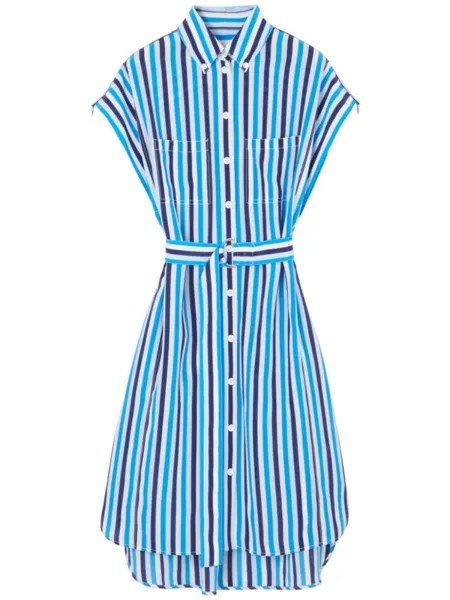 Burberry шелковое платье-рубашка в полоску, синий