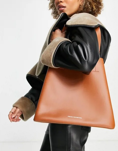 Светло-коричневая сумка-тоут с кошельком French Connection-Коричневый цвет