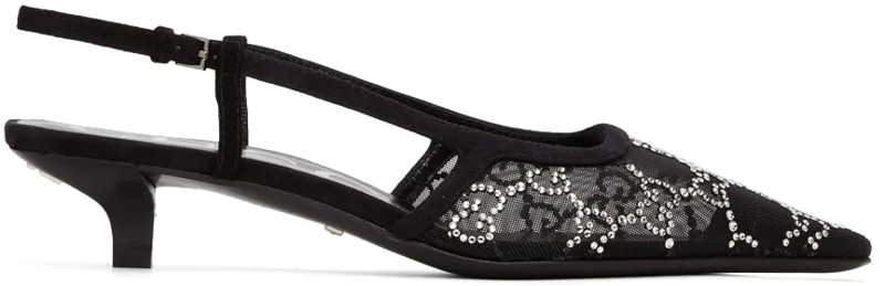 Черные туфли на низком каблуке с логотипом GG Gucci