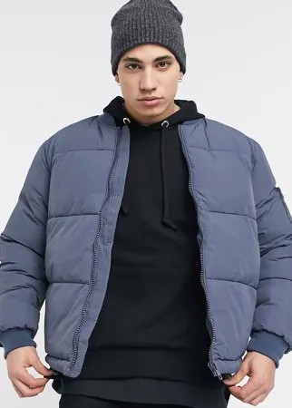 Серый дутый бомбер с карманом MA-1 на рукаве ASOS DESIGN