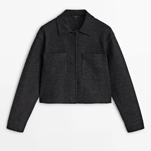 Куртка Massimo Dutti Felted Wool Blend With Pockets, серый