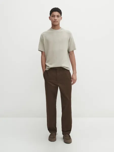 Трикотажная футболка из смесового хлопка с короткими рукавами Massimo Dutti, зеленый