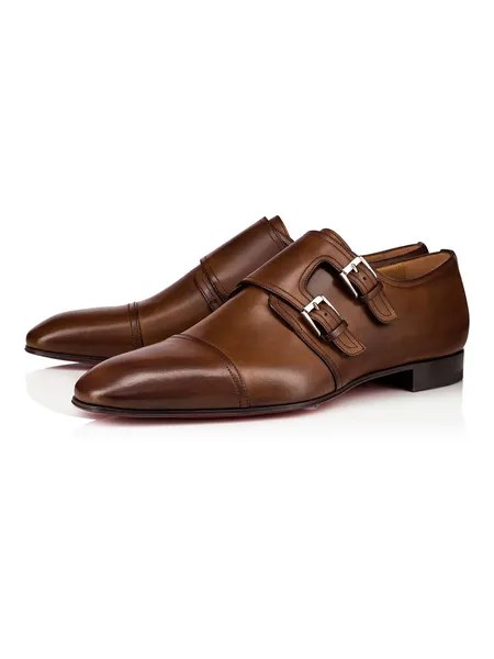 Milanoo Men's Cap Toe Monk Strap Dress Loafers in Brown