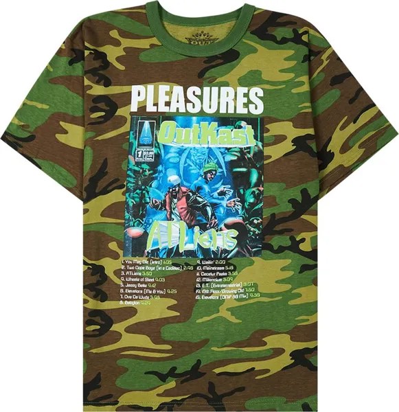 Футболка Pleasures Atliens T-Shirt 'Camo', зеленый