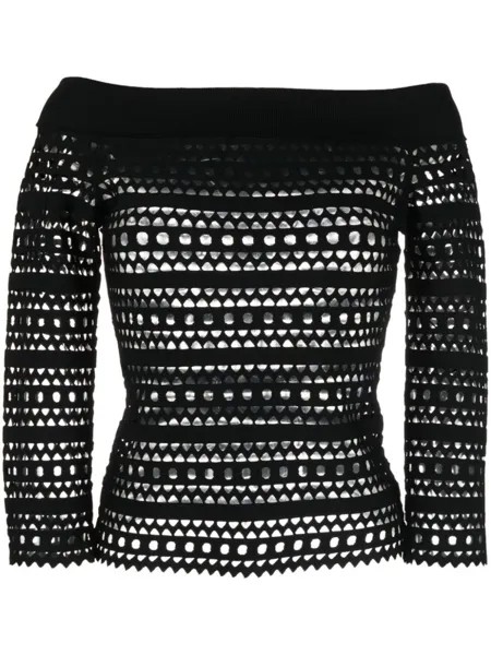 Alaïa топ с открытыми плечами и длинными рукавами, черный