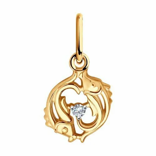 Подвеска GOLD CENTER, красное золото, 585 проба, фианит