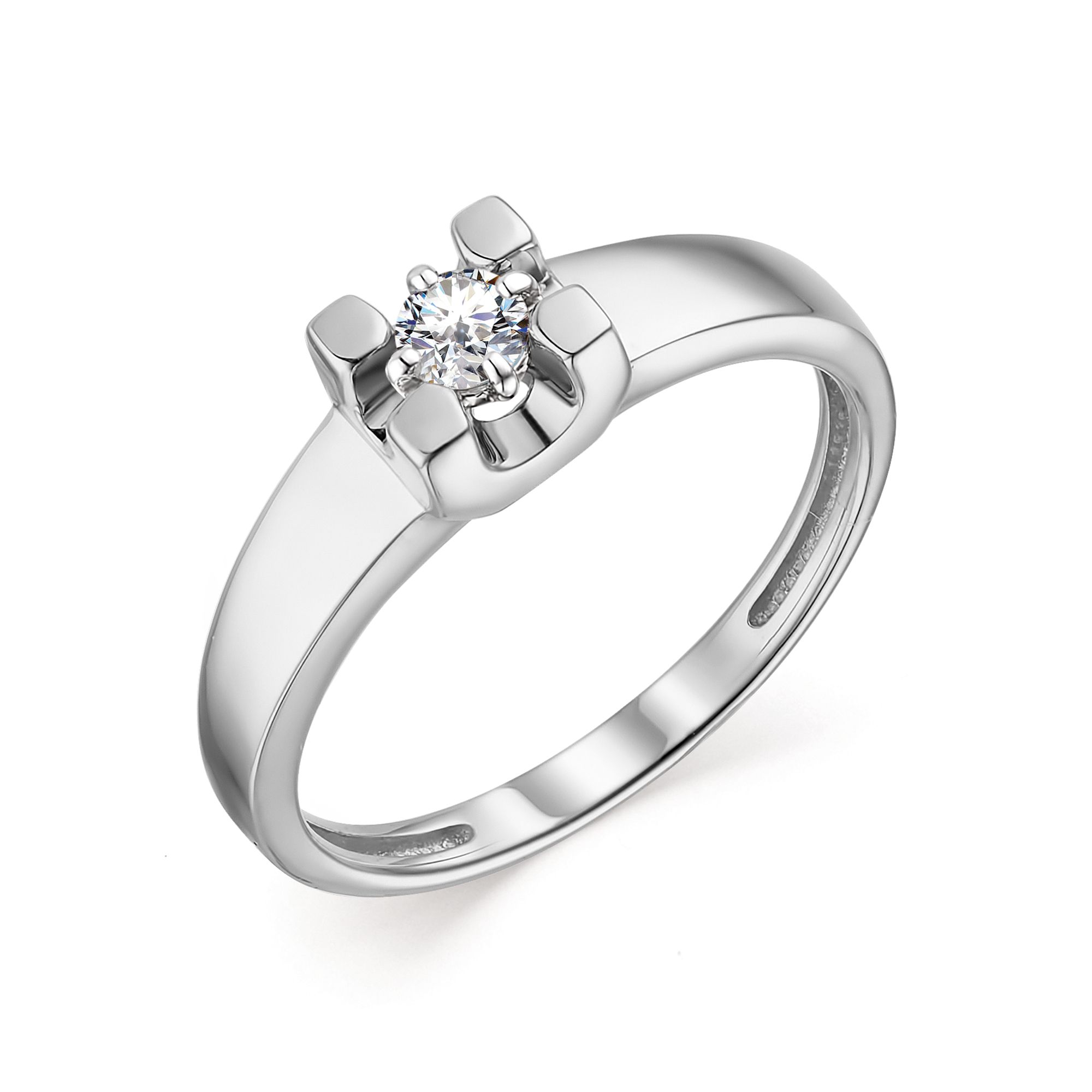 Кольцо женское АЛЬКОР 13692-200 из золота, бриллиант, р. 18