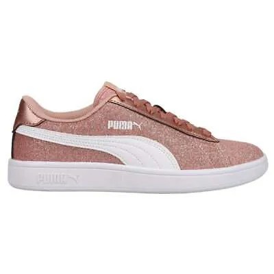 Puma Smash V2 Glitz Glam Metallic Lace Up Молодежные девушки Металлические кроссовки Повседневная