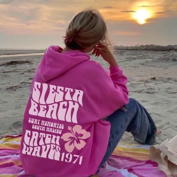 Женская худи с принтом Siesta Beach Surf Memories South Malibu Catch Waves 1971 года
