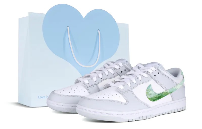 Кроссовки Nike Dunk Skateboarding Shoes Unisex Low-top White/gray/green, белый/серый/зеленый