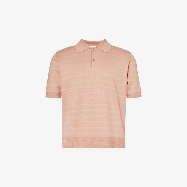 Рубашка-поло из смесового хлопка с короткими рукавами и ребристой отделкой Bally, цвет dusky